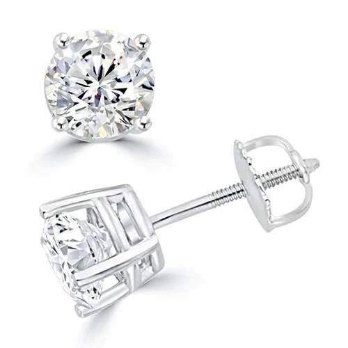 5.50 Carats Genuine Diamonds Lady Studs Earrings White Gold