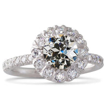 5.50 Carats Halo Round Old Mine Cut Natural Diamond Ring With Accents Gold 14K