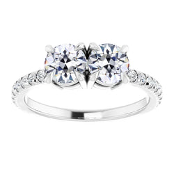 5.50 Carats Lady's Ring Round Old Mine Cut Real Diamond Basket Set