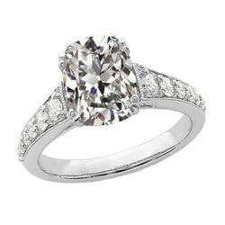 5.50 Carats Real Diamond Oval Old Miner Engagement Ring With Accents