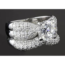 5.50 Carats Ribbon Anniversary Engagement Real Diamond Ring Set White Gold 14K