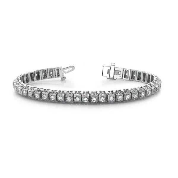 5.50 Carats Round Natural Diamond Tennis Bracelet Solid White Gold 14K