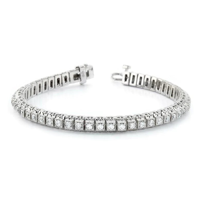 5.50 Carats Round Natural Diamond Tennis Bracelet Solid White Gold 14K