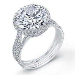 5.50 Carats Round Natural Diamond Wedding Ring Halo