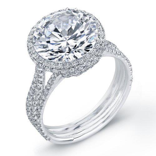 5.50 Carats Round Natural Diamond Wedding Ring Halo