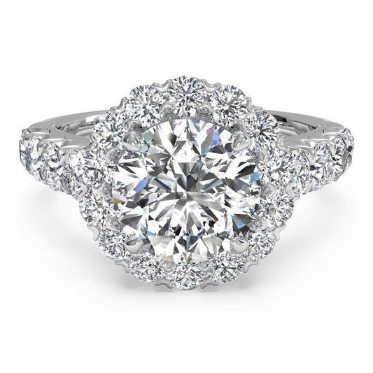 5.50 Carats Round Real Diamond Halo Ring Jewelry New