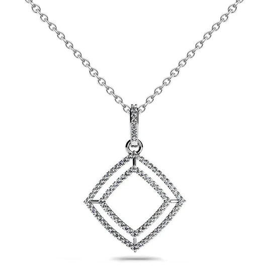5.50 Ct Round Cut Real Diamonds Shadow Box Pendant Necklace White Gold 14K