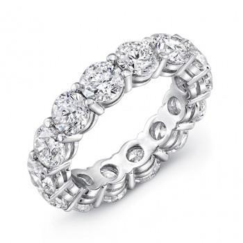 5.60 Carats Natural Round Diamond Eternity Wedding Band 14K White Gold