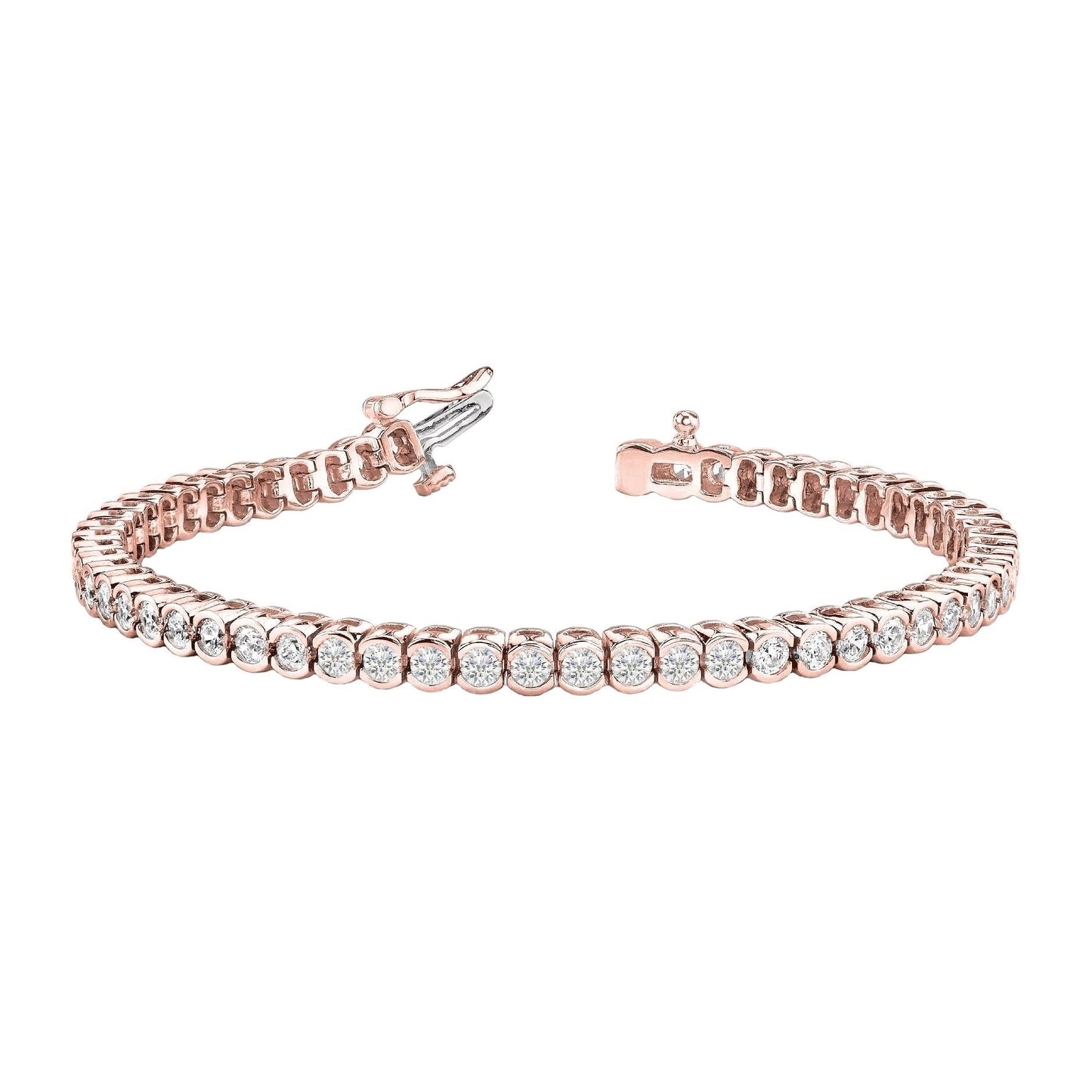 5.60 Carats Round Genuine Diamond Tennis Bracelet Rose Gold 14K