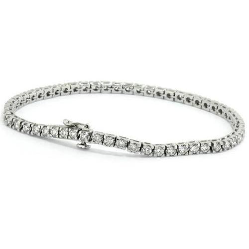 5.60 Ct Prong Set Round Cut Natural Diamond Tennis Bracelet White Gold 14K
