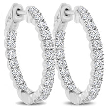 5.60 Ct Round Brilliant Cut Natural Diamonds Women Hoop Earrings Gold White