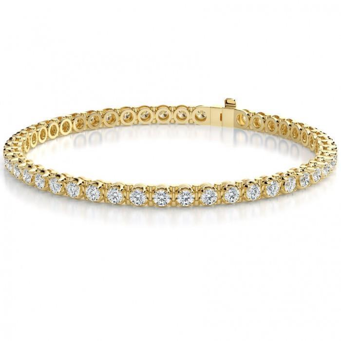 5.65 Carats Brilliant Sparkling Real Diamonds Tennis Bracelet Gold Yellow