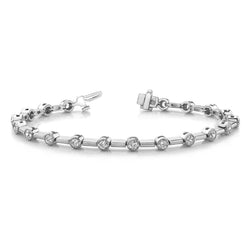 5.70 Carats Genuine Round Brilliant Cut Diamond Link Bracelet White Gold 14K