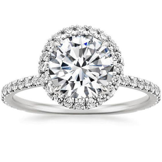 5.70 Carats Round Real Diamond Engagement Halo Ring