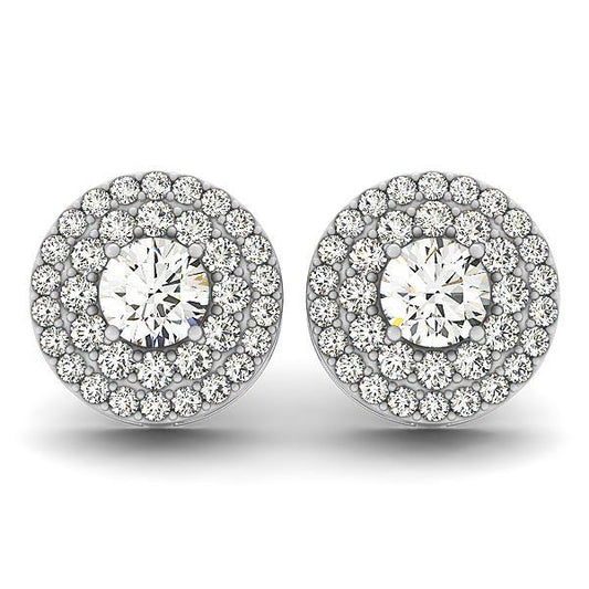 5.70 Carats Sparkling Round Real Pave Diamonds Lady Stud Halo Earrings