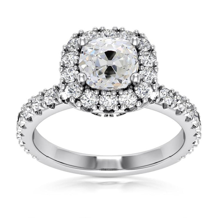 5.75 Carats Halo Engagement Ring Old Cut Cushion Genuine Diamond Jewelry