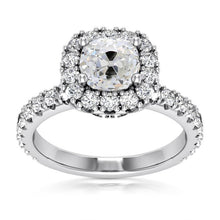 5.75 Carats Halo Engagement Ring Old Cut Cushion Genuine Diamond Jewelry