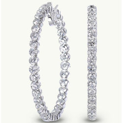 5.90 Ct Gorgeous Round Cut Genuine Diamonds Ladies Hoop Earrings Gold White