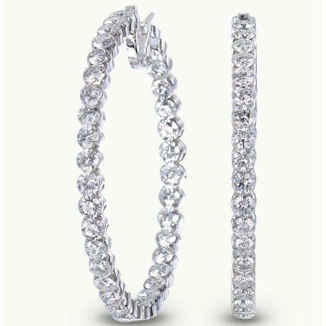 5.90 Ct Gorgeous Round Cut Genuine Diamonds Ladies Hoop Earrings Gold White