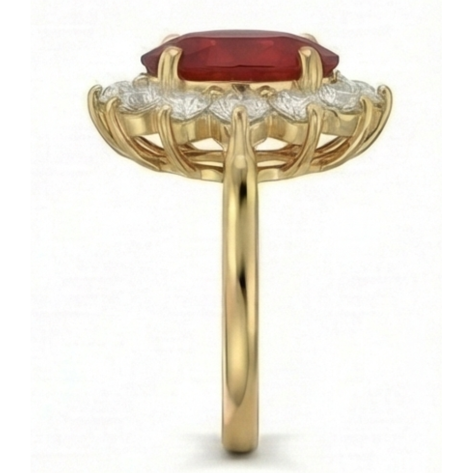 5 Ct Red Ruby Natural Earth Mined Diamond Wedding Ring 14K Yellow Gold