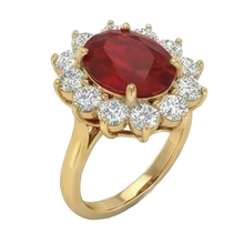 5 Ct Red Ruby Natural Earth Mined Diamond Wedding Ring 14K Yellow Gold
