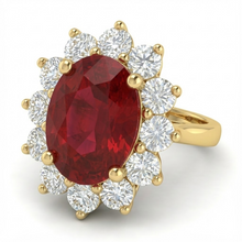 5 Ct Red Ruby Natural Earth Mined Diamond Wedding Ring 14K Yellow Gold