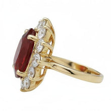 5 Ct Red Ruby Natural Earth Mined Diamond Wedding Ring 14K Yellow Gold