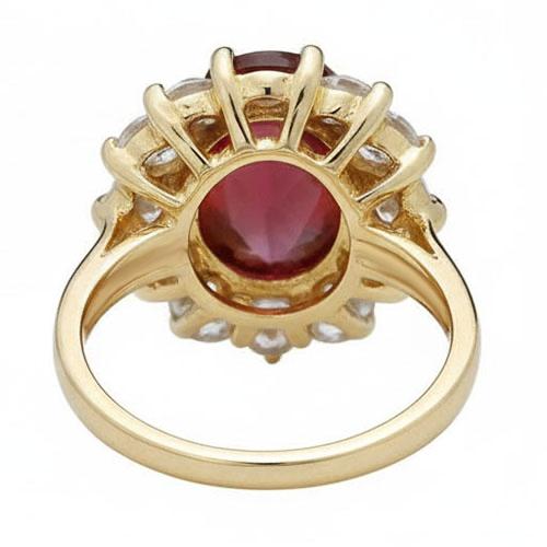 5 Ct Red Ruby Natural Earth Mined Diamond Wedding Ring 14K Yellow Gold