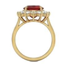 5 Ct Red Ruby Natural Earth Mined Diamond Wedding Ring 14K Yellow Gold