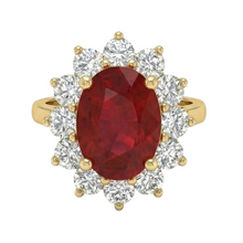 5 Ct Red Ruby Natural Earth Mined Diamond Wedding Ring 14K Yellow Gold