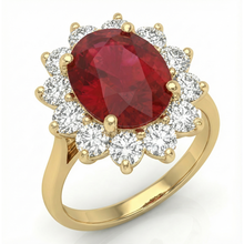 5 Ct Red Ruby Natural Earth Mined Diamond Wedding Ring 14K Yellow Gold