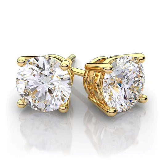 5ct Yellow Gold Real Diamond Earrings