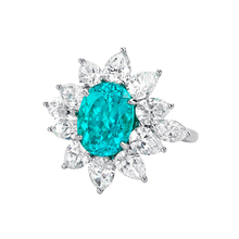 5ct Paraiba Tourmaline Ring with Pear Halo