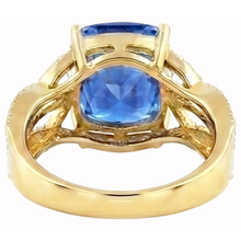 6.01 Ct. Cushion Sri Lanka Blue Sapphire And Natural Earth Mined DIAMOND ( NOT LAB GROWN )s Yellow Gold 14K
