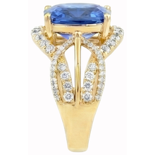 6.01 Ct. Cushion Sri Lanka Blue Sapphire And Natural Earth Mined DIAMOND ( NOT LAB GROWN )s Yellow Gold 14K