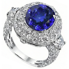 6.01 Ct Tanzanite Oval And Natural Earth Mined DIAMOND ( NOT LAB GROWN )s Ring White Gold 14K