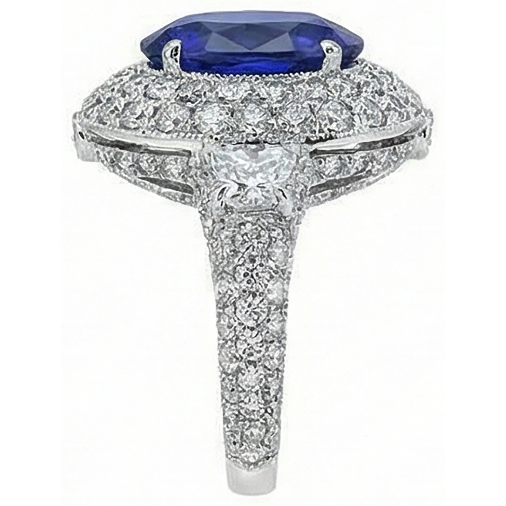 6.01 Ct Tanzanite Oval And Natural Earth Mined DIAMOND ( NOT LAB GROWN )s Ring White Gold 14K