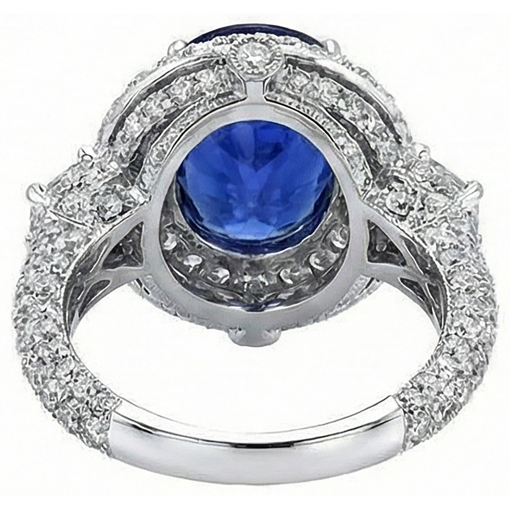 6.01 Ct Tanzanite Oval And Natural Earth Mined DIAMOND ( NOT LAB GROWN )s Ring White Gold 14K