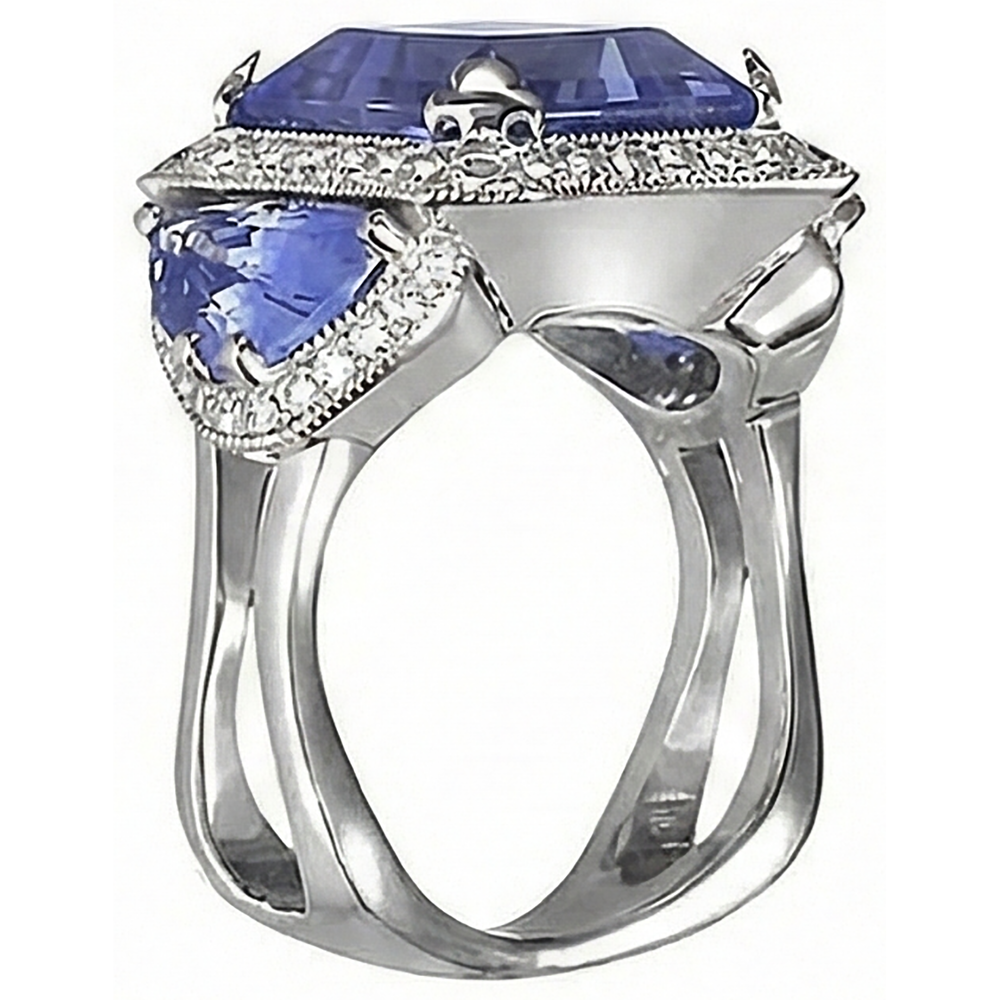 6.01 Ct Tanzanite Round Natural Earth Mined DIAMOND ( NOT LAB GROWN )s Engagement Ring White Gold 14K
