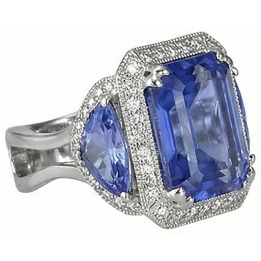 6.01 Ct Tanzanite Round Natural Earth Mined DIAMOND ( NOT LAB GROWN )s Engagement Ring White Gold 14K