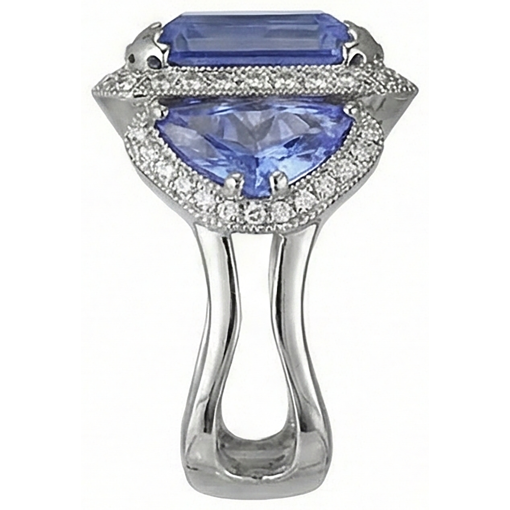 6.01 Ct Tanzanite Round Natural Earth Mined DIAMOND ( NOT LAB GROWN )s Engagement Ring White Gold 14K