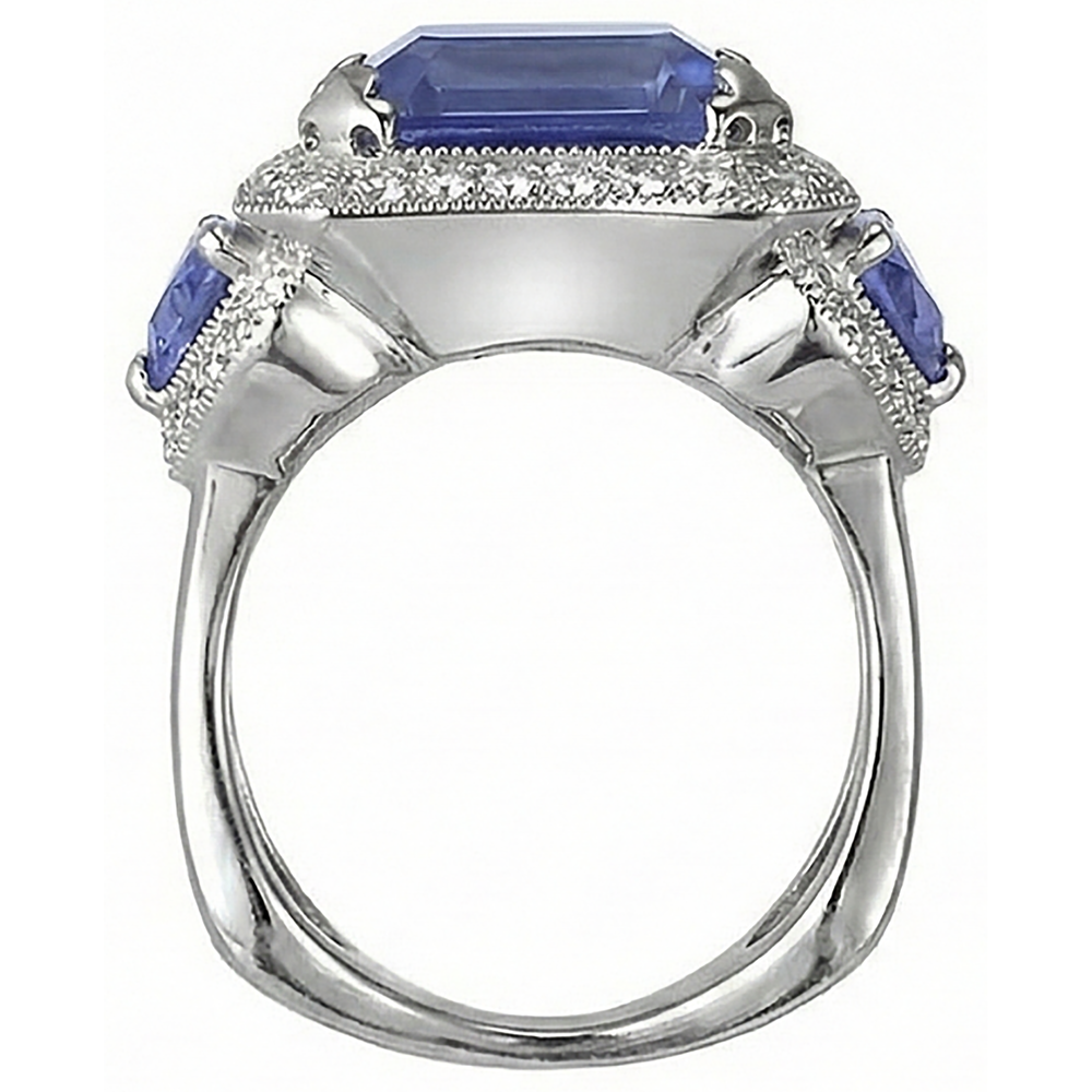 6.01 Ct Tanzanite Round Natural Earth Mined DIAMOND ( NOT LAB GROWN )s Engagement Ring White Gold 14K