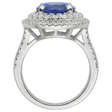 6.15 Carats Oval Tanzanite And Natural Earth Mined Diamonds Wedding Ring White Gold 14K