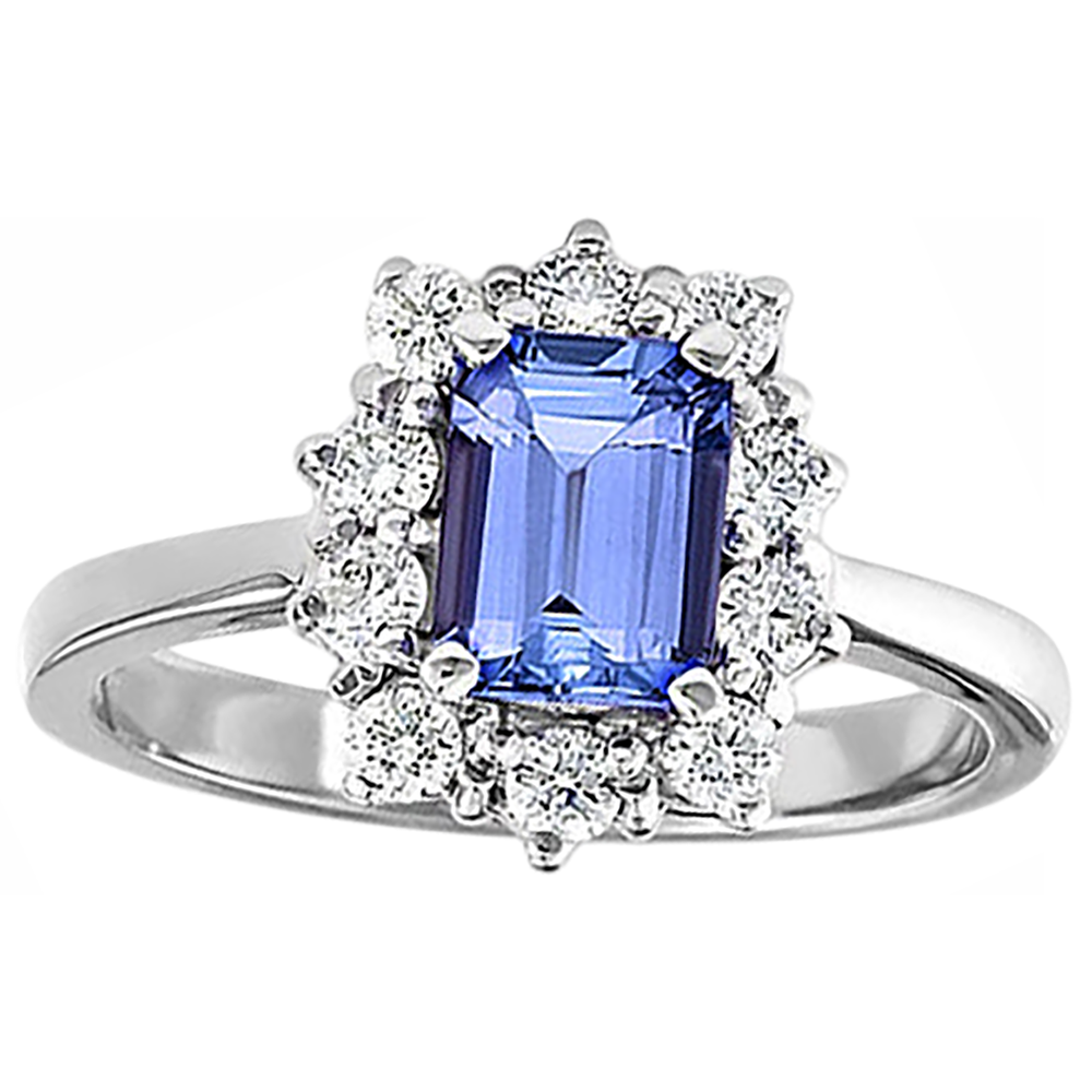 6.20 Carats Tanzanite And Natural Earth Mined Diamonds Ring White Gold 14K