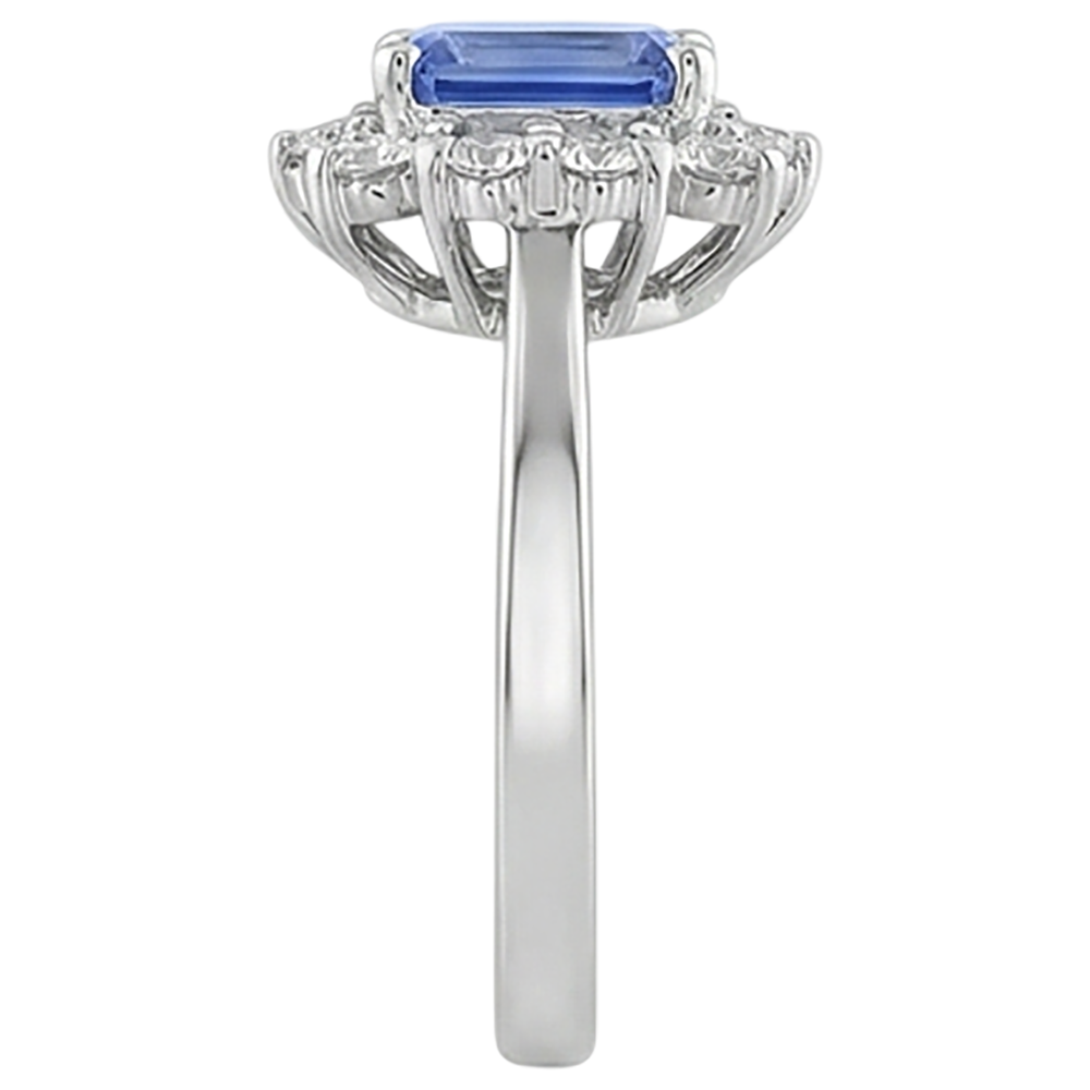 6.20 Carats Tanzanite And Natural Earth Mined Diamonds Ring White Gold 14K