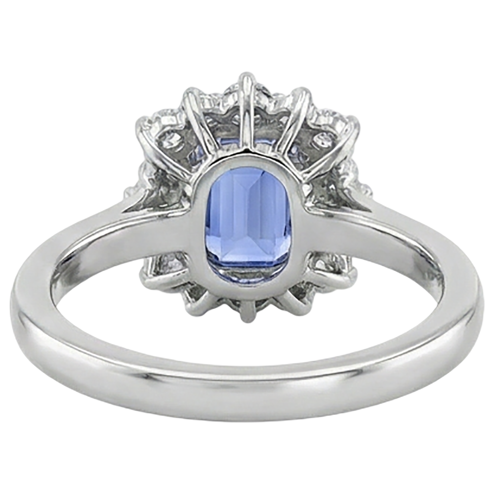 6.20 Carats Tanzanite And Natural Earth Mined Diamonds Ring White Gold 14K