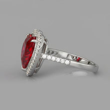 6.25 Carats Heart Cut Ruby Gemstone And Natural Earth Mined Diamond Ring White Gold 14K