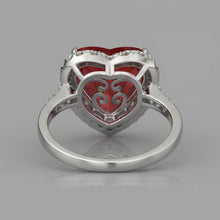 6.25 Carats Heart Cut Ruby Gemstone And Natural Earth Mined Diamond Ring White Gold 14K