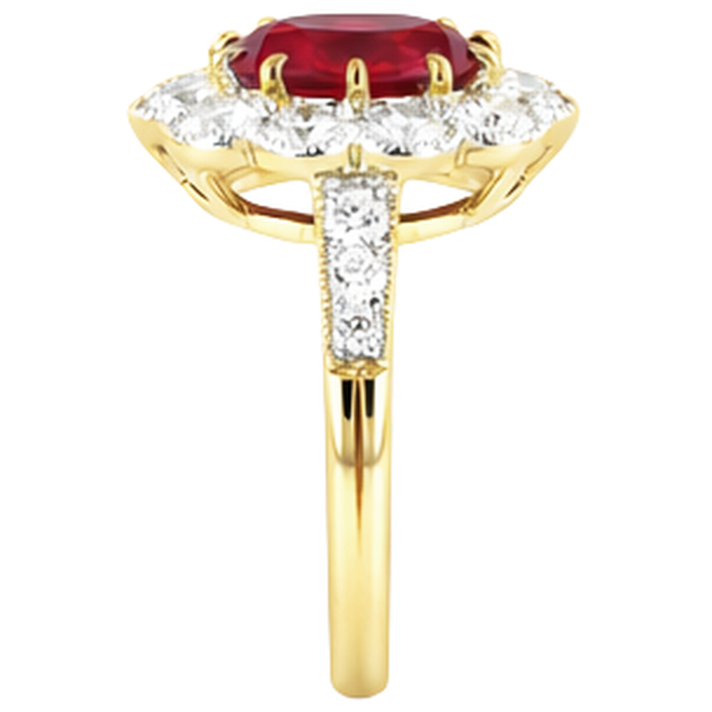 6.25 Carats Prong Set Ruby And Natural Earth Mined Diamonds Anniversary Ring