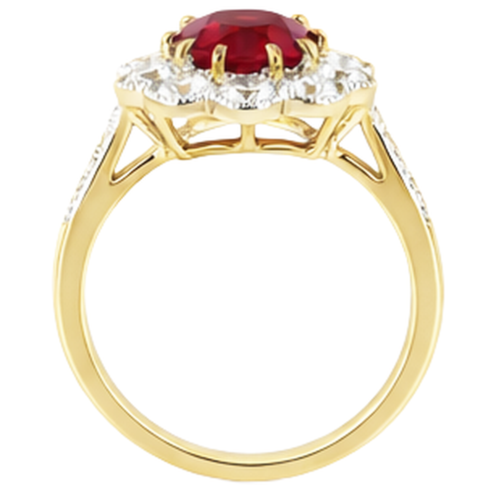 6.25 Carats Prong Set Ruby And Natural Earth Mined Diamonds Anniversary Ring